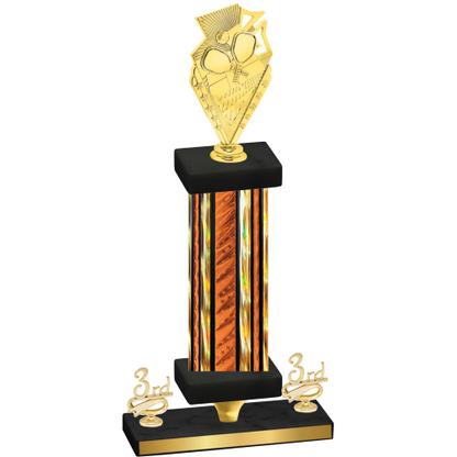 Premium Single Orange Glacier Third Place Pickleball Trophy