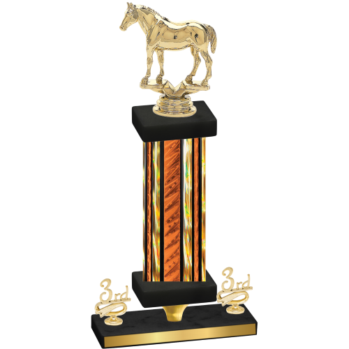 Premium Single Orange Glacier Third Place Horses Trophy