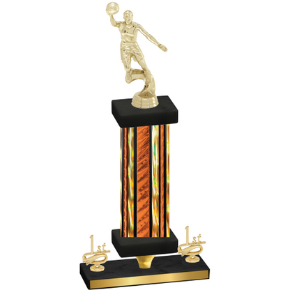 Premium Single Orange Glacier First Place Basketball Trophy