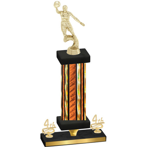 Premium Single Orange Glacier Fourth Place Basketball Trophy