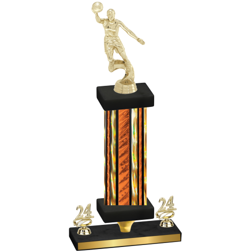 Premium Single Orange Glacier Year Basketball Trophy