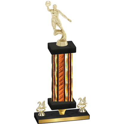 Premium Single Orange Glacier Year Basketball Trophy