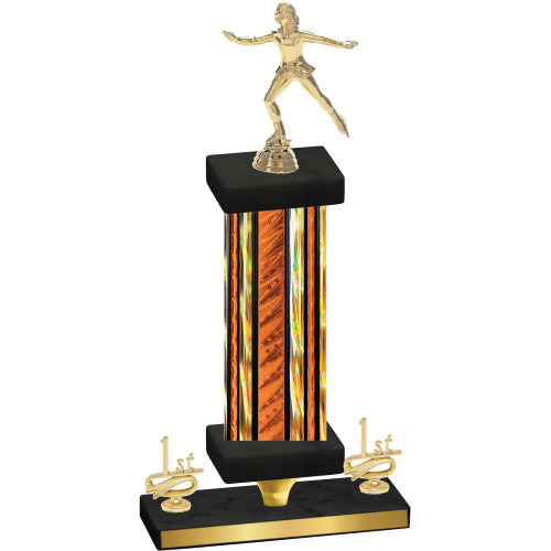 Premium Single Orange Glacier First Place Skater Trophy