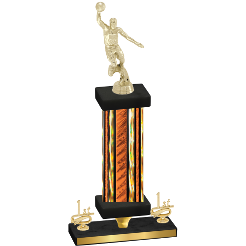 Premium Single Orange Glacier First Place Basketball Trophy