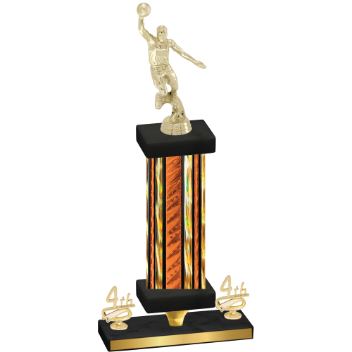 Premium Single Orange Glacier Fourth Place Basketball Trophy