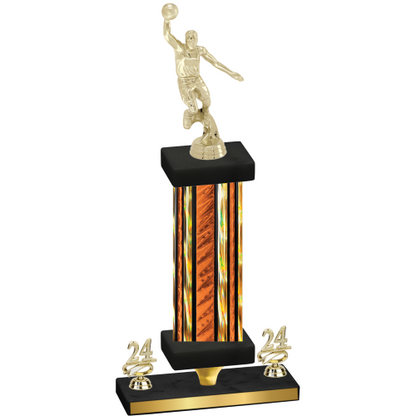 Premium Single Orange Glacier Year Basketball Trophy