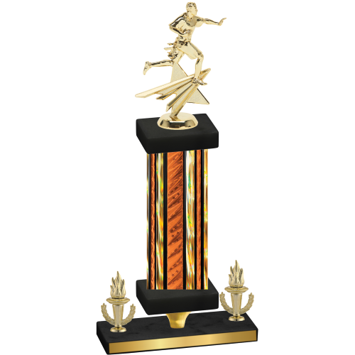 Premium Single Orange Glacier Victory Flag Football Trophy