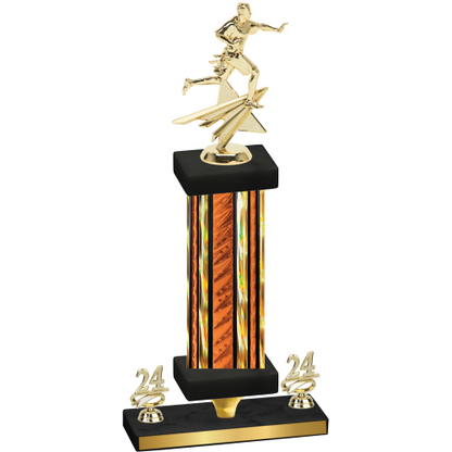 Premium Single Orange Glacier Year Flag Football Trophy