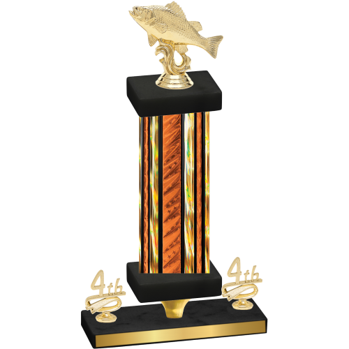 Premium Single Orange Glacier Fourth Place Fishing Trophy