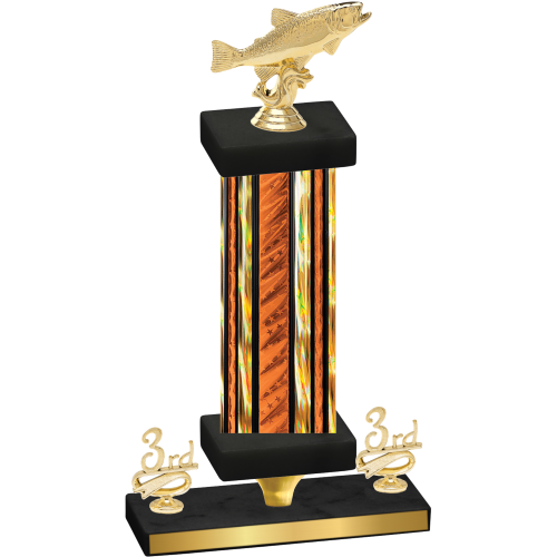 Premium Single Orange Glacier Third Place Fishing Trophy