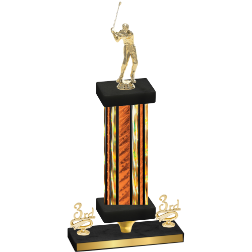 Premium Single Orange Glacier Third Place Golf Trophy