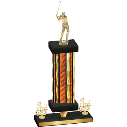 Premium Single Orange Glacier Third Place Golf Trophy