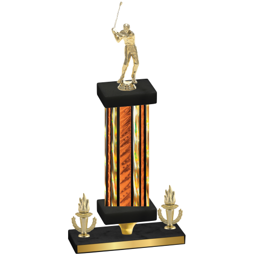 Premium Single Orange Glacier Victory Golf Trophy