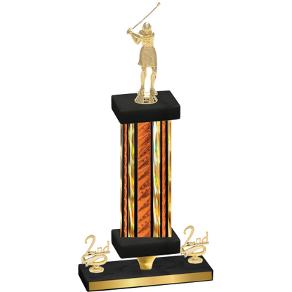 Premium Single Orange Glacier Second Place Golf Trophy