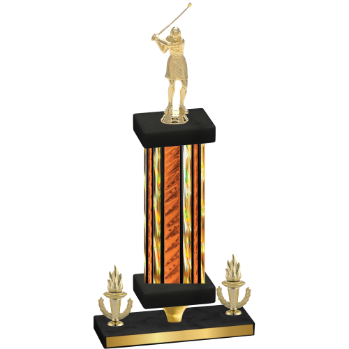 Premium Single Orange Glacier Victory Golf Trophy