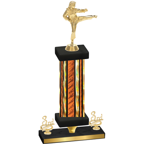 Premium Single Orange Glacier Third Place Karate Trophy