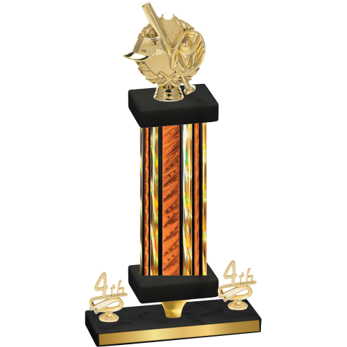 Premium Single Orange Glacier Fourth Place Baseball Trophy