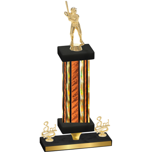 Premium Single Orange Glacier Third Place Baseball Trophy