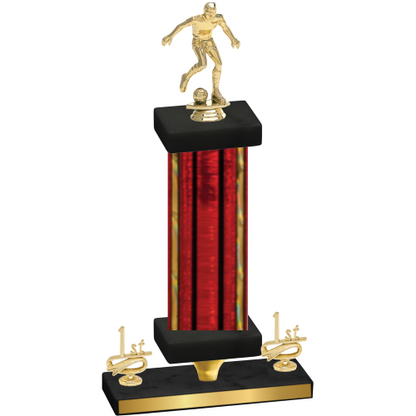 Premium Single Red Glacier First Place Soccer Trophy