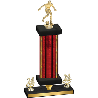 Premium Single Red Glacier Year Soccer Trophy