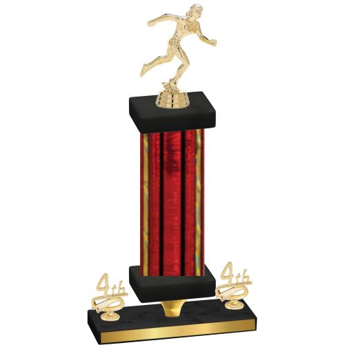 Premium Single Red Glacier Fourth Place Running Trophy