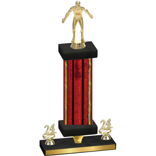 Premium Single Red Glacier Year Wrestling Trophy