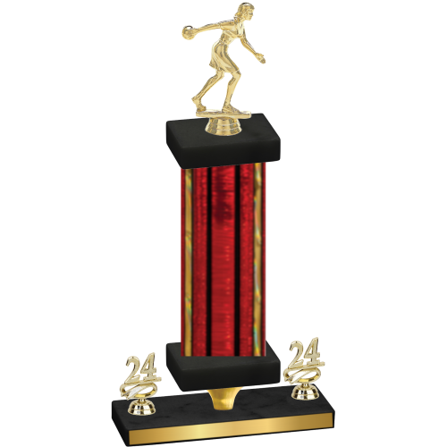 Premium Single Red Glacier Year Bowling Trophy