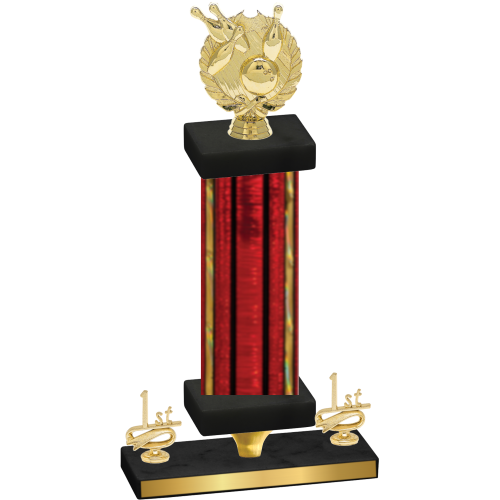 Premium Single Red Glacier First Place Bowling Trophy