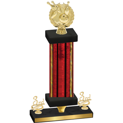 Premium Single Red Glacier Third Place Bowling Trophy