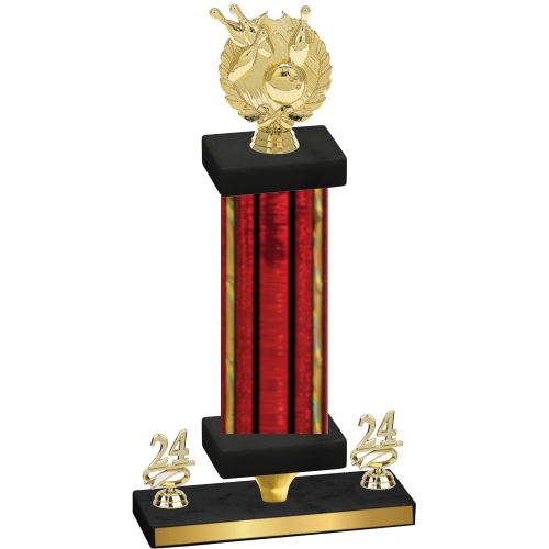 Premium Single Red Glacier Year Bowling Trophy