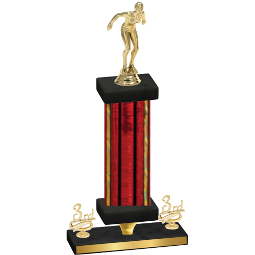 Premium Single Red Glacier Third Place Tennis Trophy