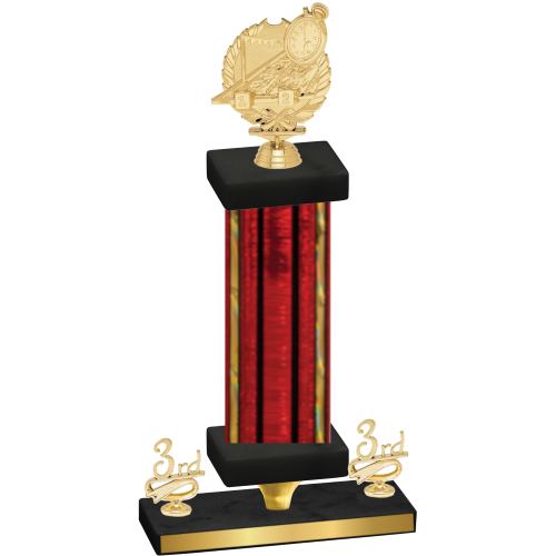 Premium Single Red Glacier Third Place Swimming Trophy