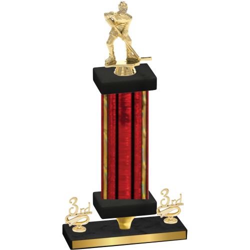 Premium Single Red Glacier Third Place Hockey Trophy