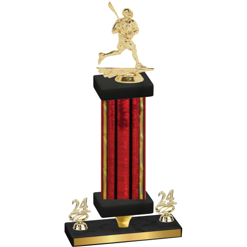 Premium Single Red Glacier Year Lacrosse Trophy