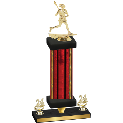 Premium Single Red Glacier Year Lacrosse Trophy