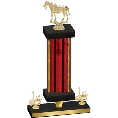 Premium Single Red Glacier First Place Horses Trophy