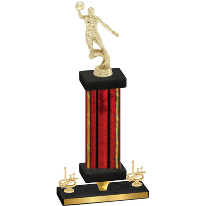 Premium Single Red Glacier First Place Basketball Trophy