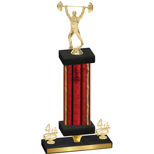 Premium Single Red Glacier Fourth Place Weights Trophy