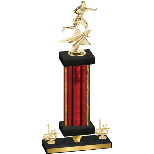 Premium Single Red Glacier First Place Flag Football Trophy