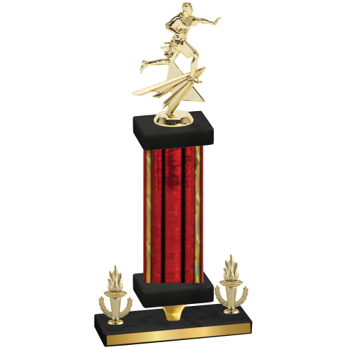 Premium Single Red Glacier Victory Flag Football Trophy