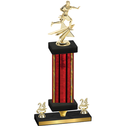 Premium Single Red Glacier Year Flag Football Trophy