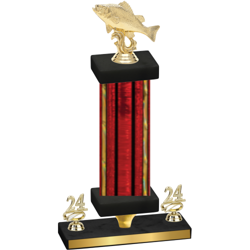 Premium Single Red Glacier Year Fishing Trophy