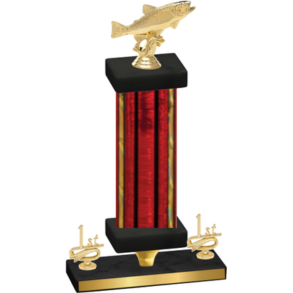 Premium Single Red Glacier First Place Fishing Trophy