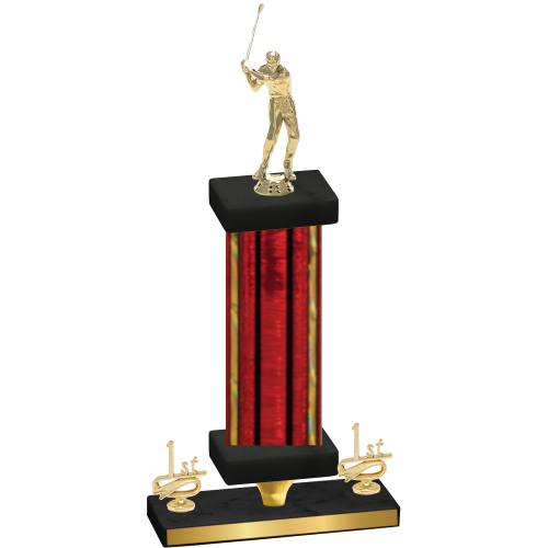 Premium Single Red Glacier First Place Golf Trophy