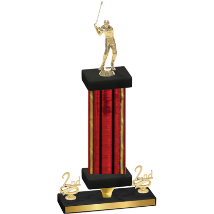 Premium Single Red Glacier Second Place Golf Trophy