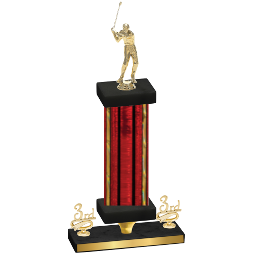 Premium Single Red Glacier Third Place Golf Trophy