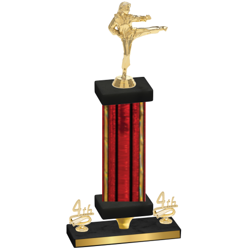 Premium Single Red Glacier Fourth Place Karate Trophy