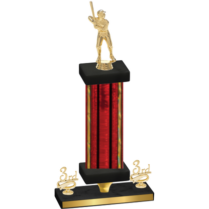 Premium Single Red Glacier Third Place Baseball Trophy