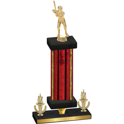 Premium Single Red Glacier Victory Baseball Trophy