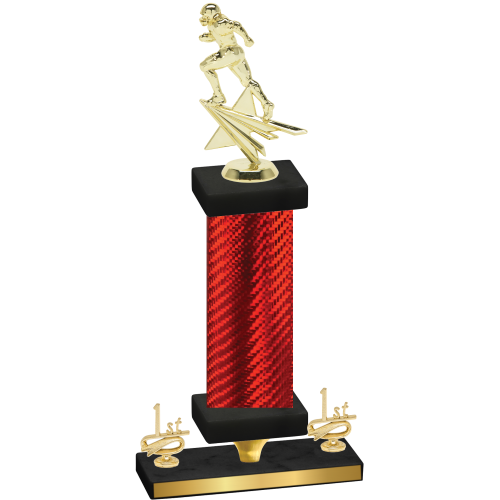 Premium Single Red Carbon Fiber First Place Football Trophy